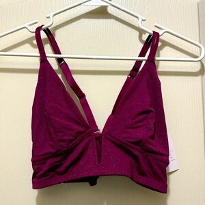 Maroon pink women’s bralette, shimmer, size medium, NEW
